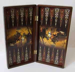 New Large Wood Backgammon Bible Stories Board Game Set  