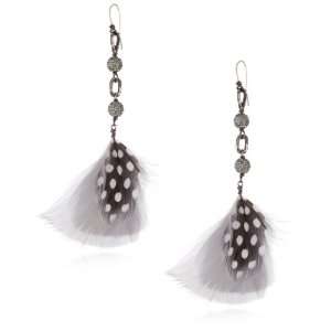   Atelier Black Diamond Pave Ball and Grey Feather Earrings Jewelry