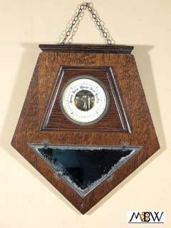 Antique Oak Art Deco Pentagonal Barometer w/ Mirror  