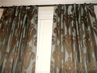 Beautiful Blue Brown cotton Drapes woven Ikat styled Curtains custom 