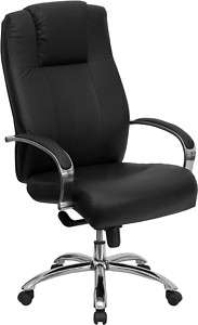 Black leather office chair manager desk headrest swivel  