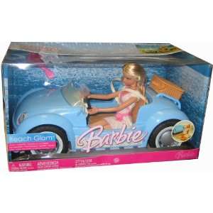  Barbie Beach Glam Blue Convertible Cruiser Cabriolet Car and Barbie 