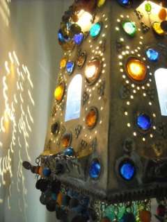 Handmade Moroccan Jeweled Hanging Lamp Lantern Lighting  