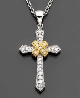   Silver Diamond Cross Pendant (1/10 ct. t.w.)   Diamonds