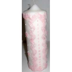  Babys Birthday Candle (Baby Pink Pillar Candle)
