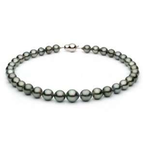 Black Baroque Tahitian Cultured Pearl Necklace   10 13mm, AA+ Quality 