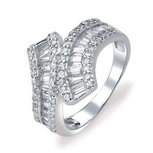 Bling Jewelry Baguette Cut Cubic Zirconia Art Deco Style Ring   Size 8