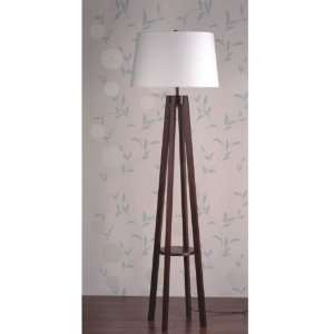   Light Easel Wooden Floor Lamp Fixture, Brown Wood, White Shade, B9335