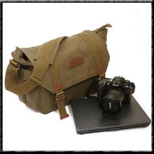 Canvas Camera Laptop Messenger Bag Canon Nikon SLR DSLR  