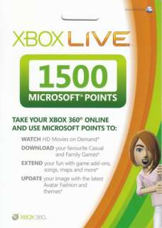Xbox 360 Genuine Live 1500 Microsoft Points Card (Xbox 360)  