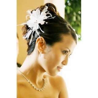  IVORY Floral Feather Bridal Hair Accessories
