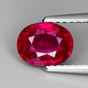 CERTIFIED UNHEATED 1.21ct OVAL NATURAL GEM RED RUBY  