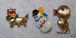 Vintage Costume Jewelry Childrens Tin Pin Brooch Lot  