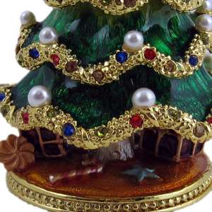 Garland Christmas Tree Trinket jewelry Box Bejeweled Christmas Holiday 