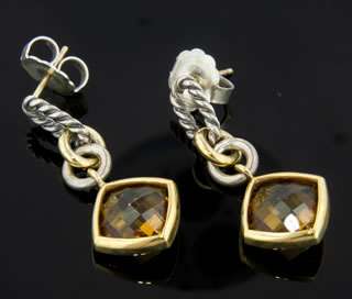David Yurman Citrine Drop 18k Gold and Silver Earrings
