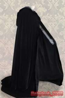 Medieval Black Hood Cloak Cape Wedding Wicca LARP SCA  