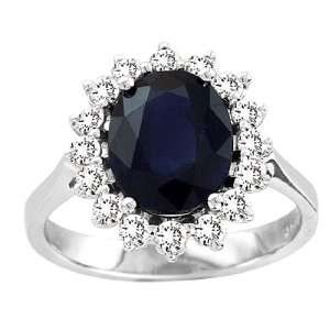  3.75ct tw 10X8mm 3 Carat Oval Sapphire and Diamond Ring in 