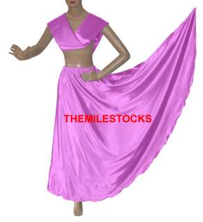 TMS Satin Skirt Veil Belly Dance TRIBAL Gypsy 27 Colors  