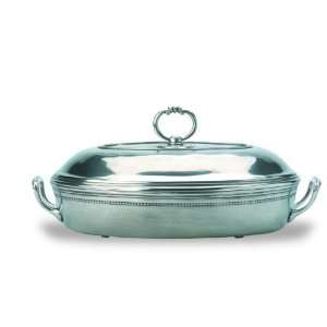 Match Italian Pewter Toscana Pyrex Casserole Dish with Lid:  