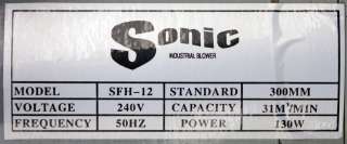 Sonic Industrial Blower SFH 12 Exhaust Fan  