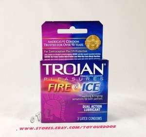 Trojan FIRE & ICE 3Pk Latex Condoms lubricated Premium USA retailbox 