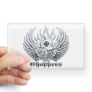 Sticker Clear (Rectangle) US Custom Choppers Iron Cross Hat and Engine