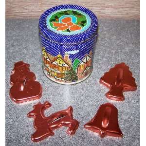  Christmas Copper Cookie Cutter Set & Decorative Tin 
