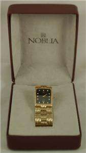   MENS LUXURY NOBLIA 12 DIAMOND QUARTZ WATCH~HEAVY YELLOW GOLD PLATED