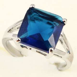 LARGE RADIANT CUT BLUE SAPPHIRE A075 RING  