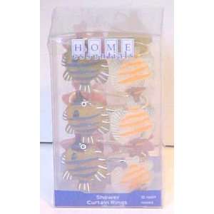    12 Tropical Fish Resin Shower Curtain Hooks (Clear)