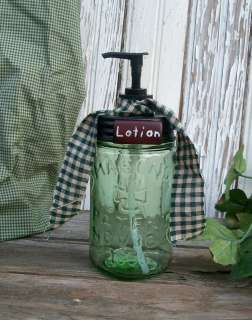 Vintage Antique Style Green Pint Mason Jar Lotion Dispenser