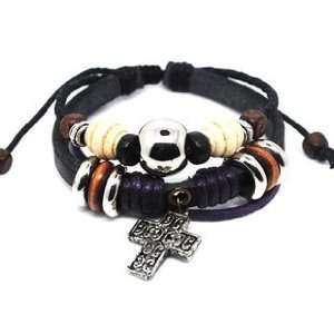   Christian Religious Scripture Inspirational Cross Leather Bracelet