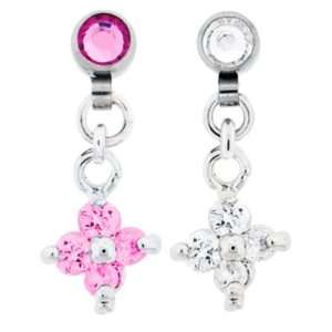  Microdermal Dangling Clear Flower Crystal Charm   Magnetic 