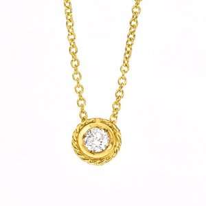   gold with round White diamond solitaire pendant necklace Jewelry