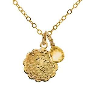 Christina 14K Gold Fill Citrine Necklace Customizable Zodiac Charm 