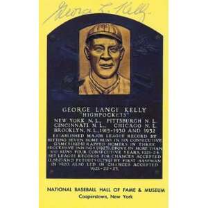  George Kelly Autographed Baseball HOF Plaque Sports 