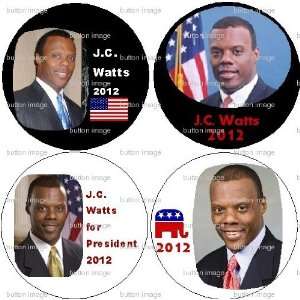  Set of 4 J.C. WATTS for President 2012 Pinback Buttons 1 