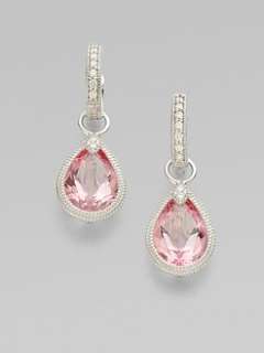 Jude Frances   Diamond, Pink Topaz & 18K White Gold Earring Charms