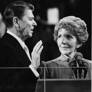  Nancy Reagan Proudly Watches as Her Husband Ronald Reagan 