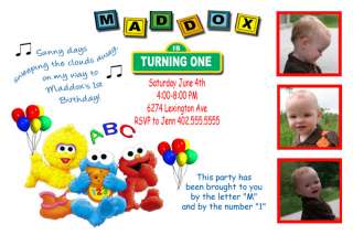 Custom Baby Sesame Street & Elmo Birthday Invitations  