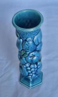VTG Inarco Mood Indigo Blue Embossed Fruit Vase  
