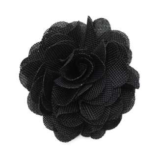Black Linen Rose Corsage Fabric Flower Clip & Pin Brooch F10013  