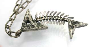 Vintage Wells Fish Skeleton Lavaliere Articulating Pendant Drop 