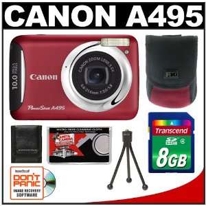   Digital Camera (Red) with 8GB Card + Case + Accessory Kit (Refurbished