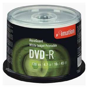  imation Inkjet Printable DVD R Discs, 4.7GB, 16x, Spindle 
