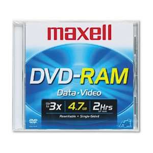  Maxell® DVD RAM Disc, 4.7GB, 3x, with Jewel Case, Silver 