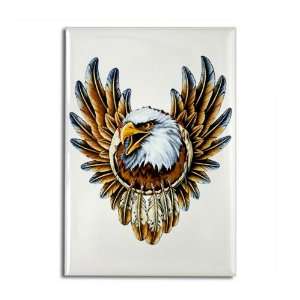  Rectangle Magnet Bald Eagle with Feathers Dreamcatcher 
