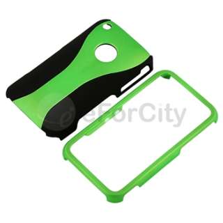 Green/Black 3 Piece Cup Shape Hard Case+Anti Glare Protector For 