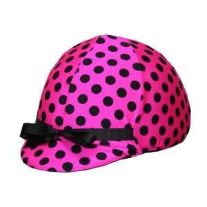  Equestrian Riding Helmet Cover   Polka Dots on Hot Pink 