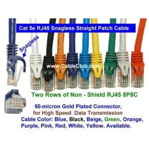   Ethernet Rj45 Snagless Straight Patch Cable Black Color Electronics